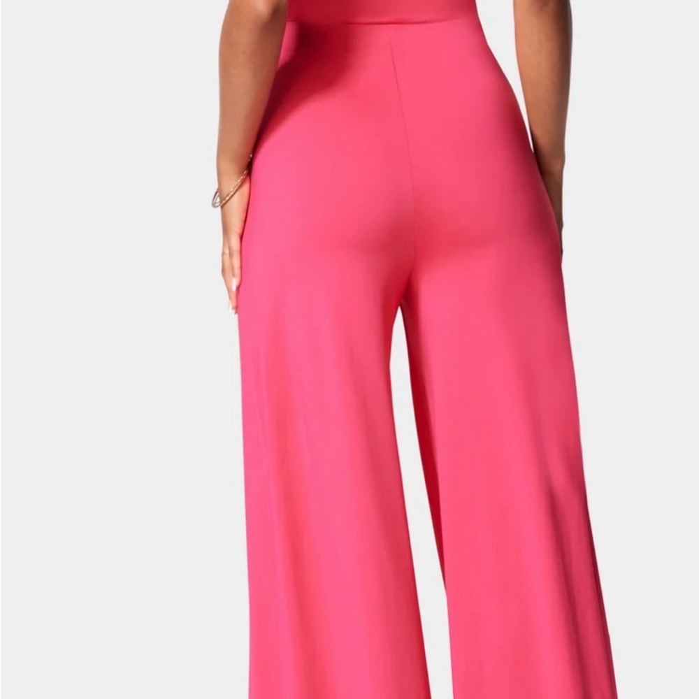 BEBE NWT Pink Strappy Slit Leg Jumpsuit - Picture 2 of 9